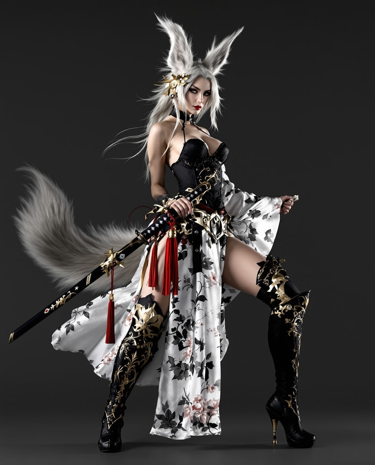 Fierce Kitsune Samurai Stance
