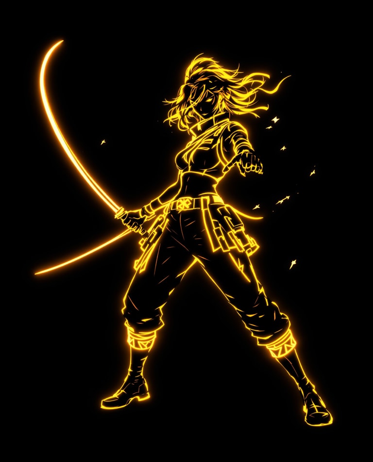 Neon Warrior's Luminous Strike