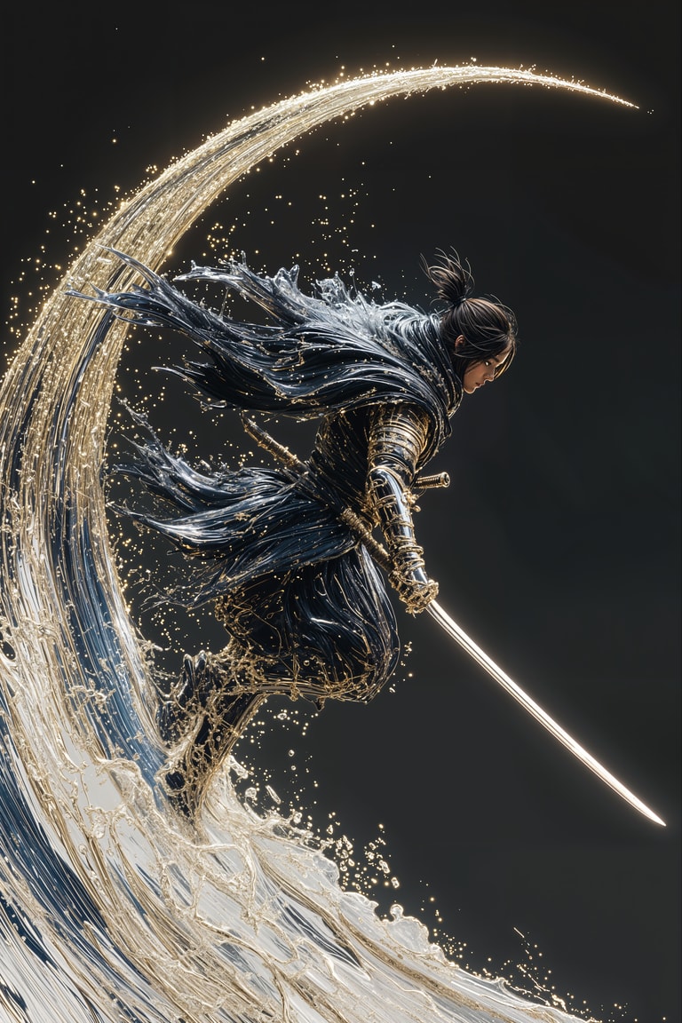 Samurai's Luminous Crescent Strike