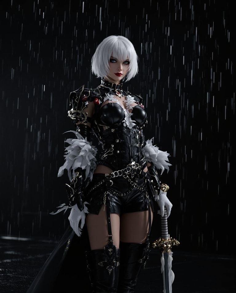 Gothic Valkyrie in the Rain
