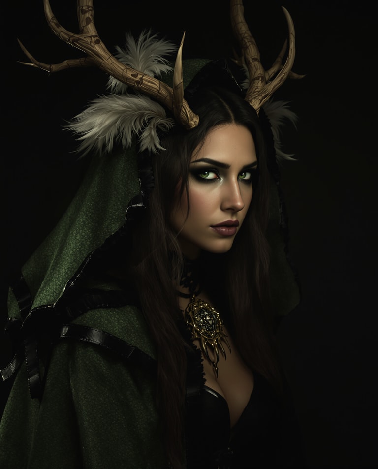 Antlered Mystic in Verdant Cloak
