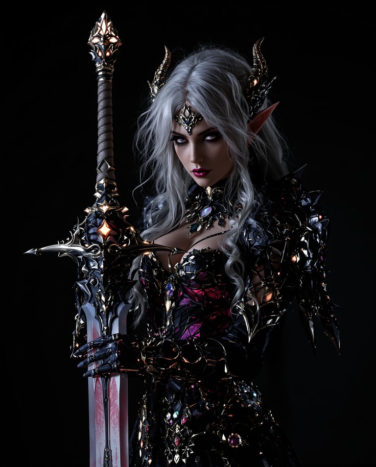 Horned Elf Warrior with Luminous Blade