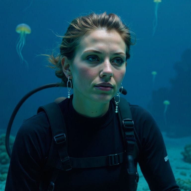 Diver's Gaze Through Azure Veil