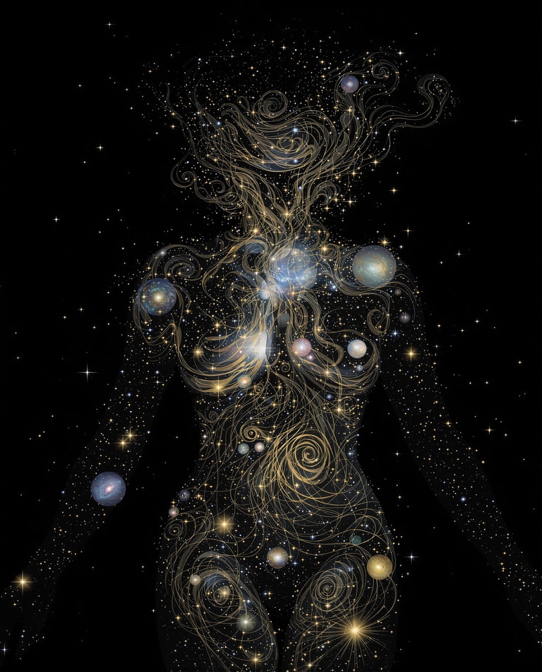 Cosmic Silhouette of Stellar Woman
