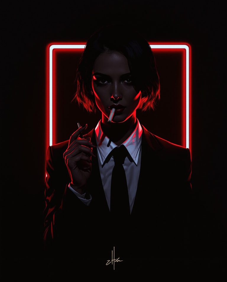 Neon Noir Cigarette Stare