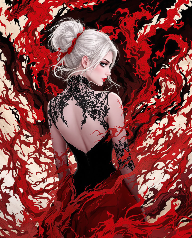 Lace Amid Crimson Maelstrom