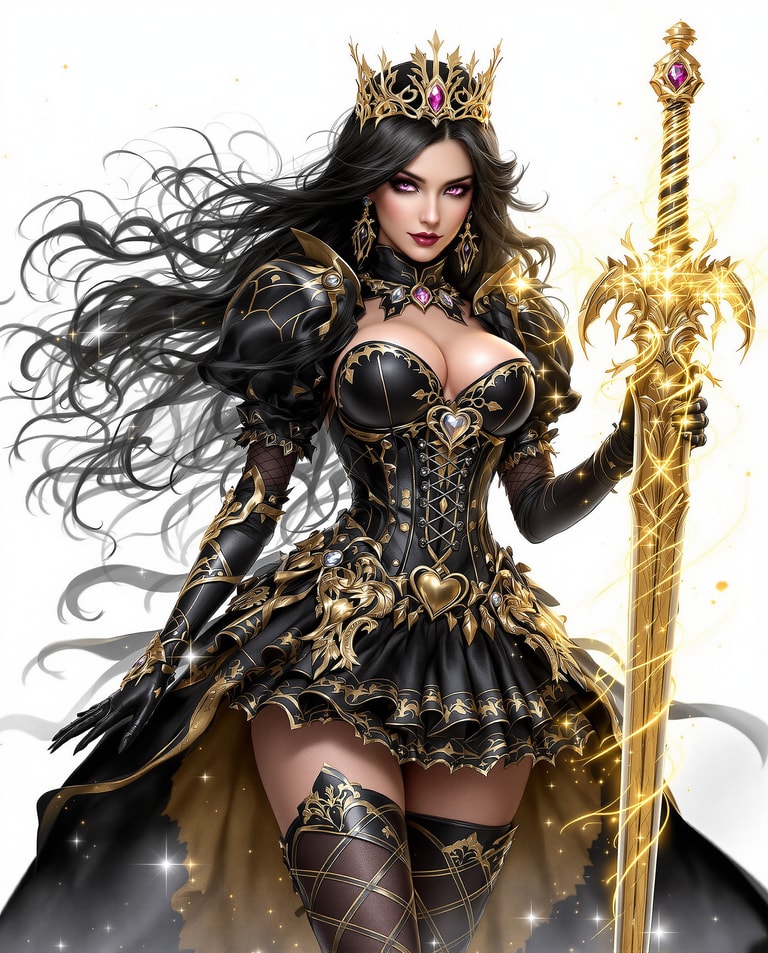 Crowned Queen With Luminous Blade