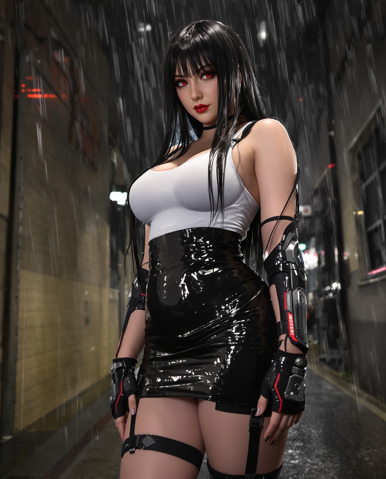 Cybernetic Siren in Rainy Alley