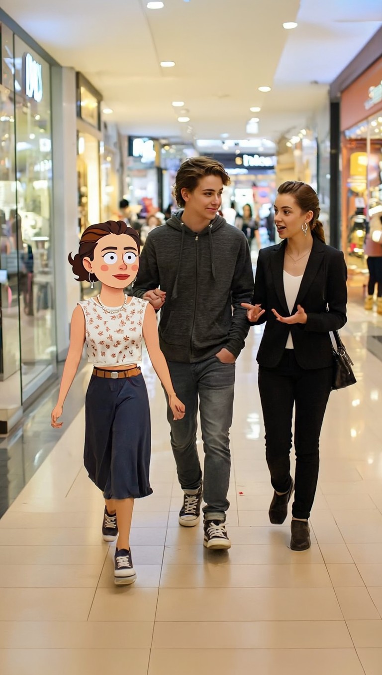Cartoon Figure Joins Mall Walk