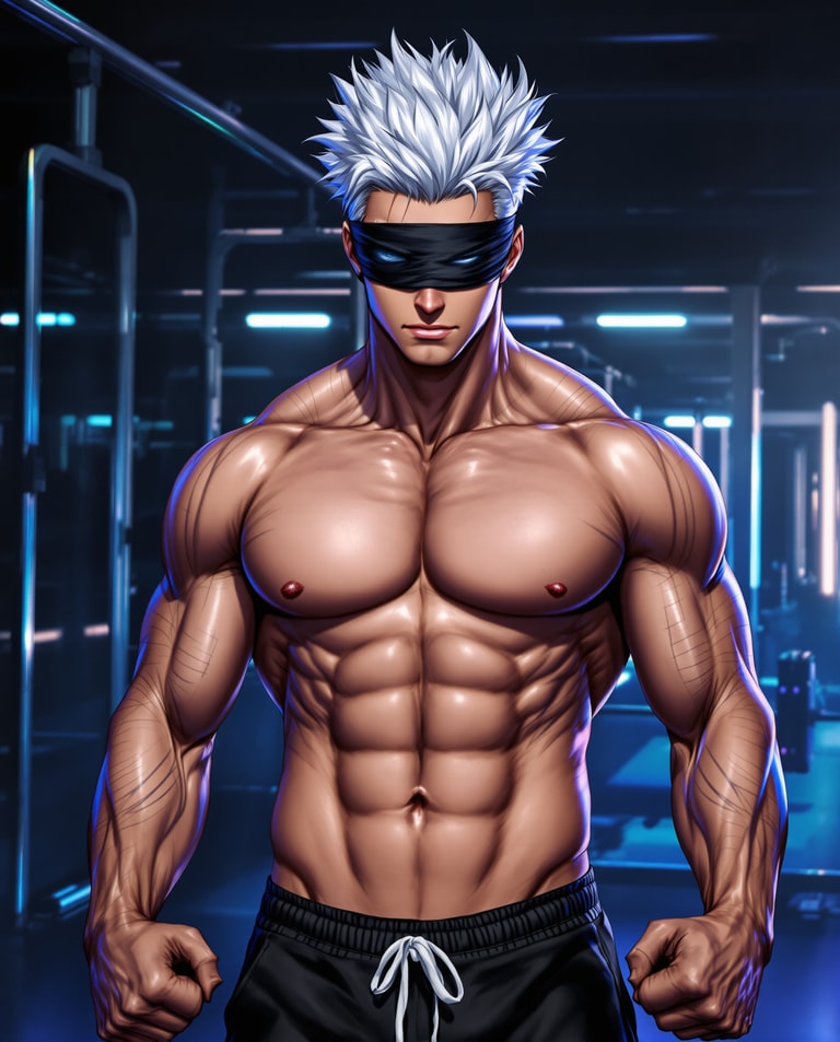 Blindfolded Silver-Haired Powerhouse