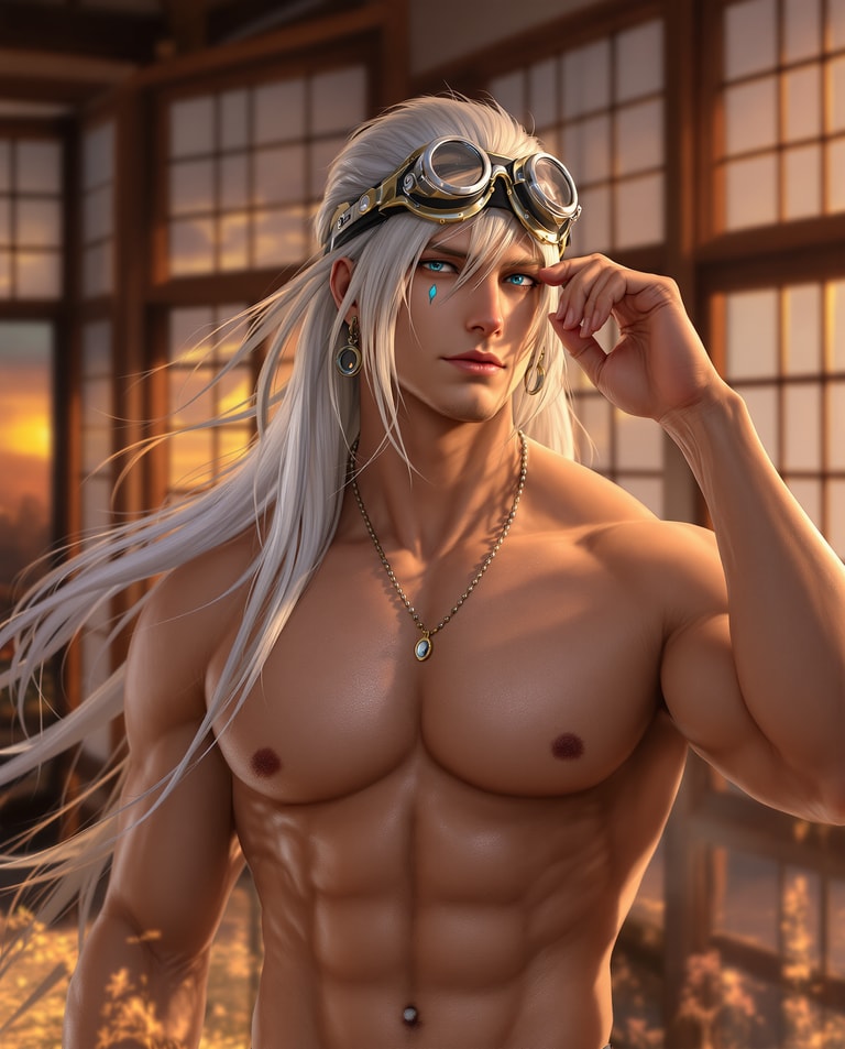 Steampunk Adonis in Golden Twilight