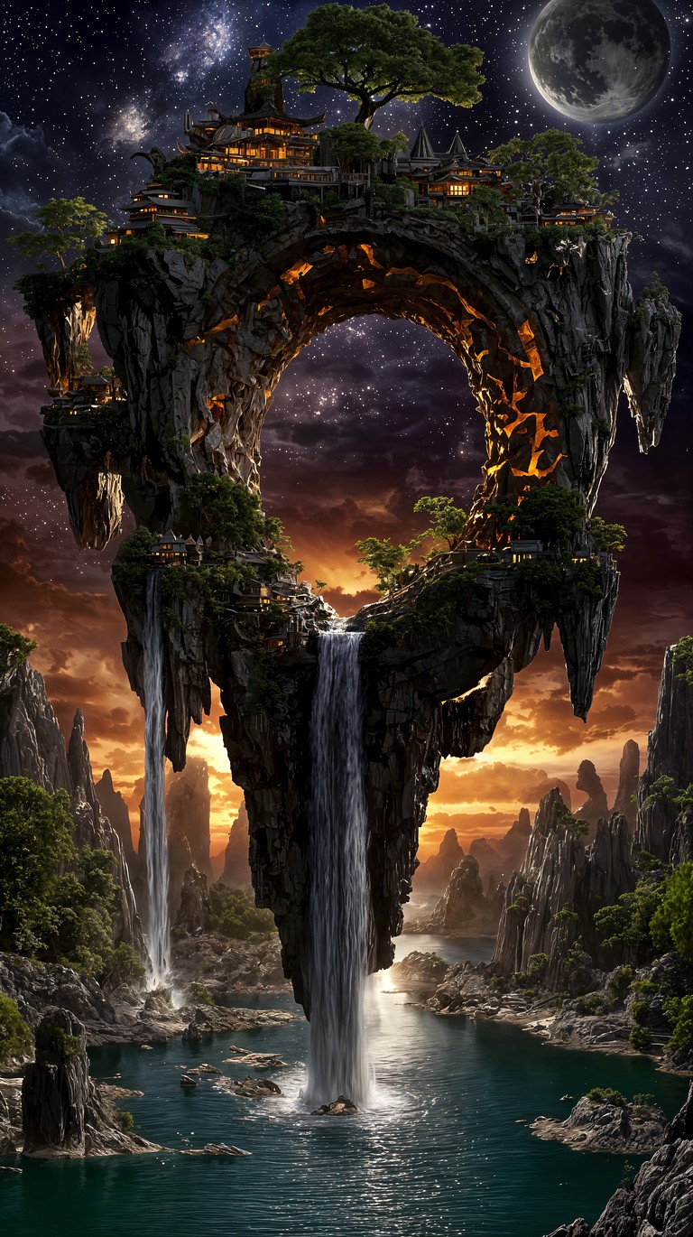 Moonlit Arch of Sacred Falls