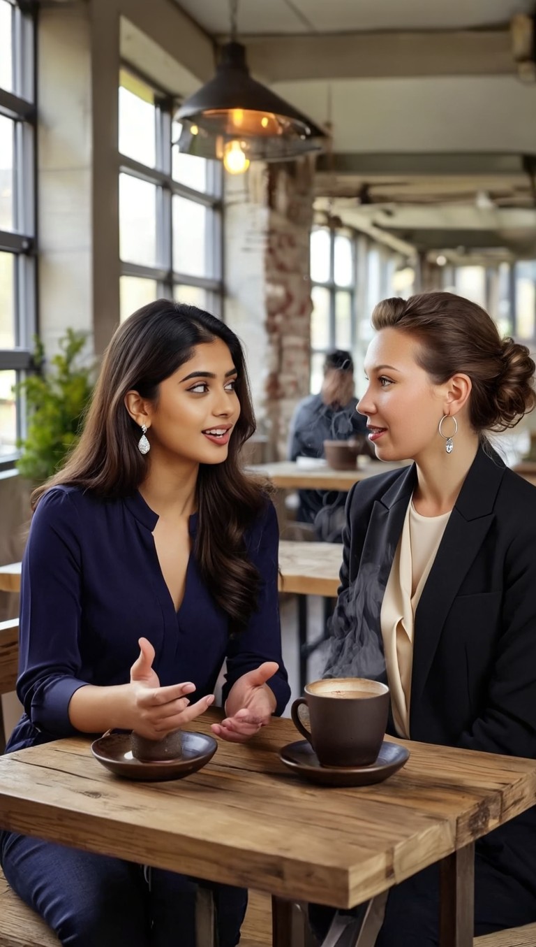 Intimate Exchange Over Steaming Coffee