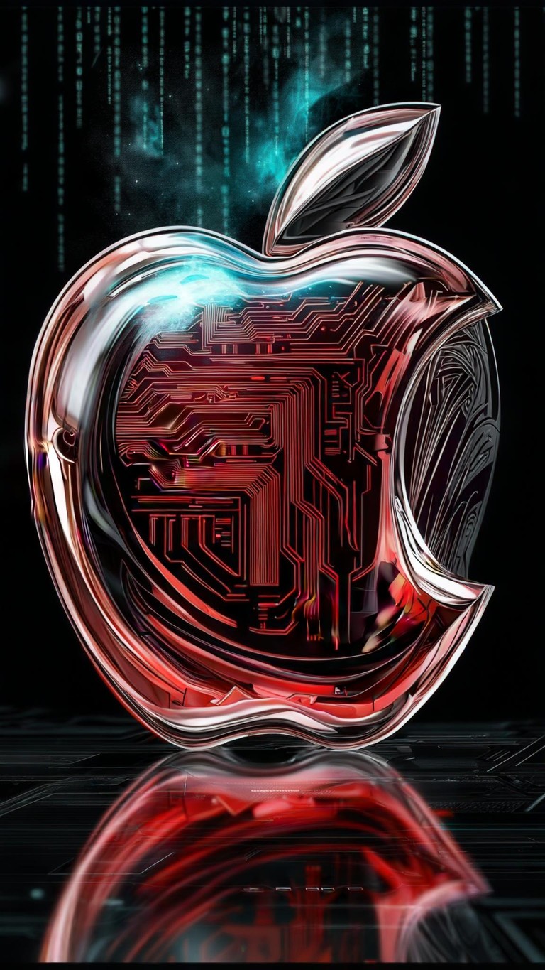 Cybernetic Apple Circuit Reflection