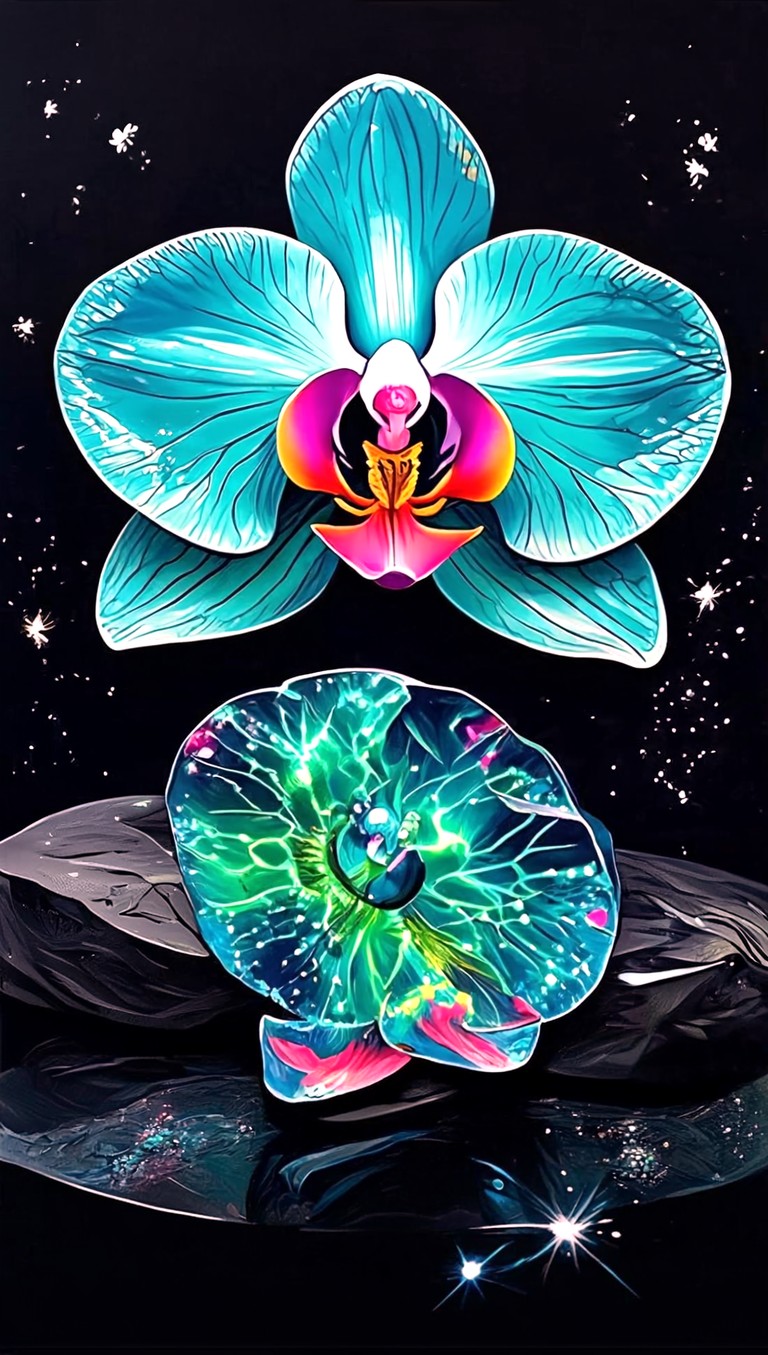 Neon Orchids in Midnight Bloom