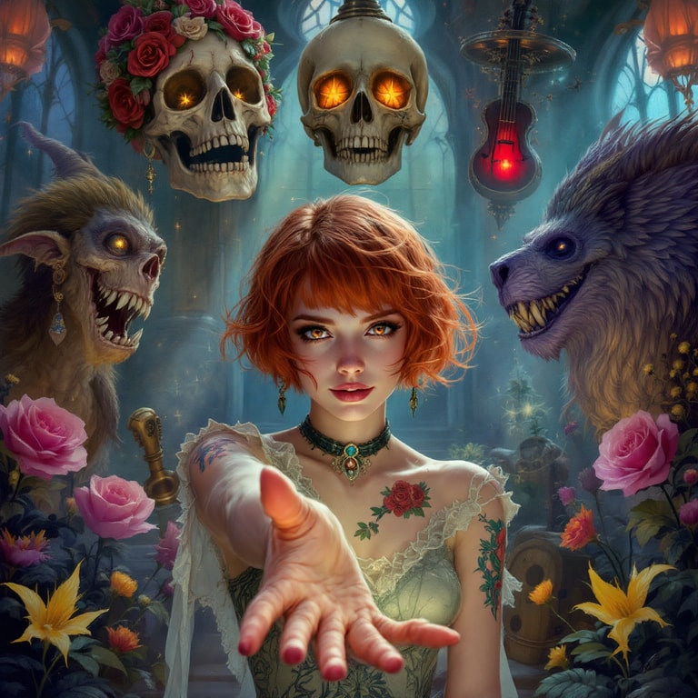 Rose-Tattooed Enchantress Beckons