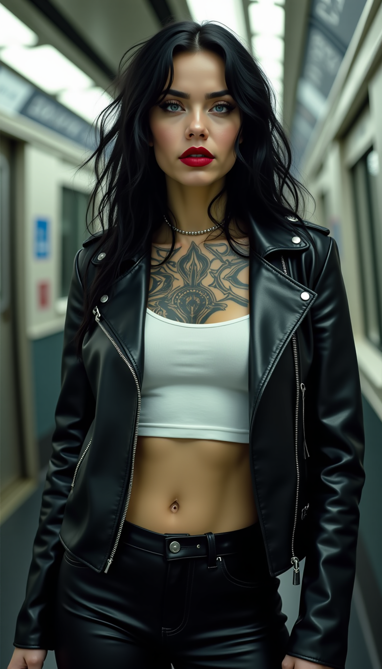 Leather Vampire in Transit Corridor