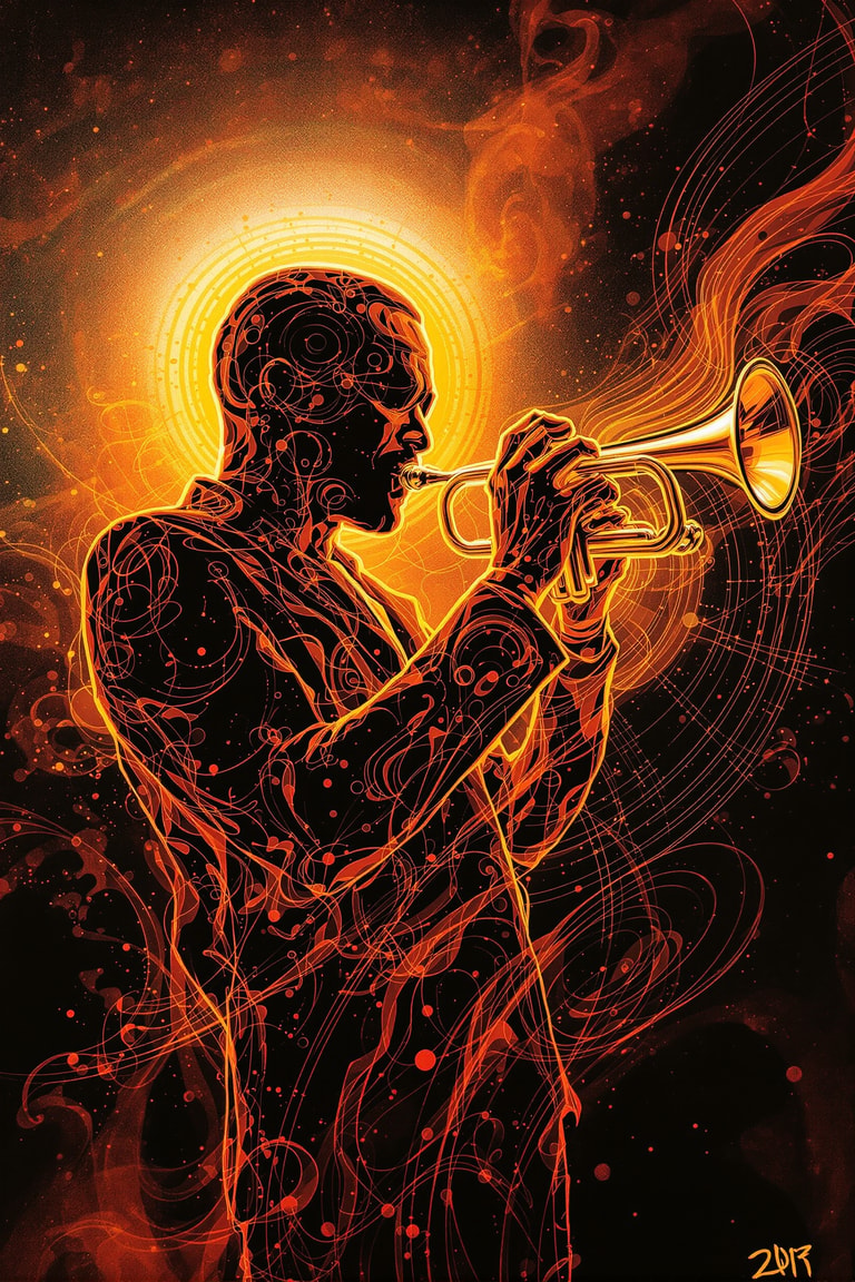 Molten Jazz Trumpeter Silhouette