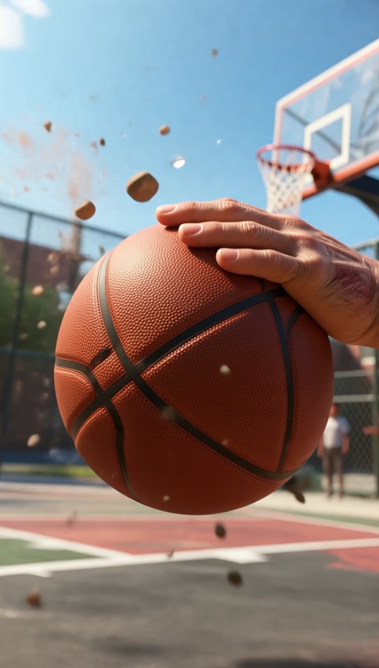 Gritty Hand on Suspended Basketball