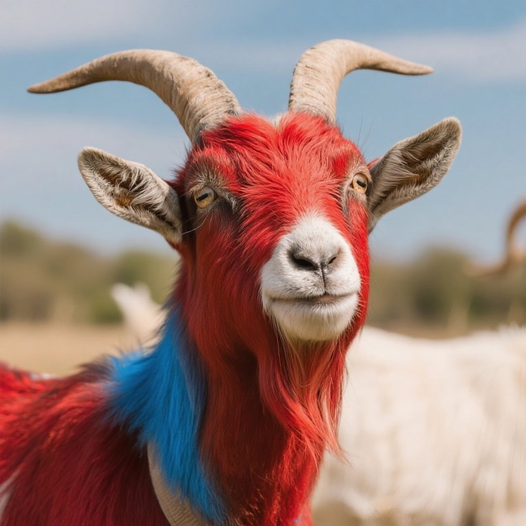 Crimson Goat with Azure Accents