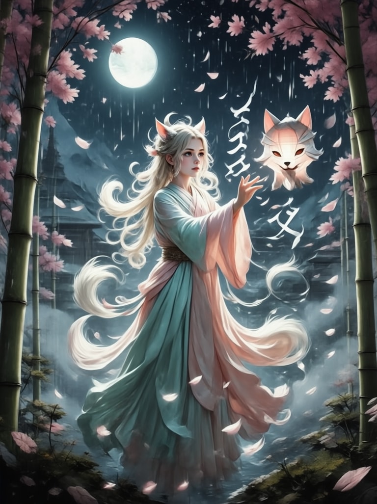 Kitsune Under the Full Moon