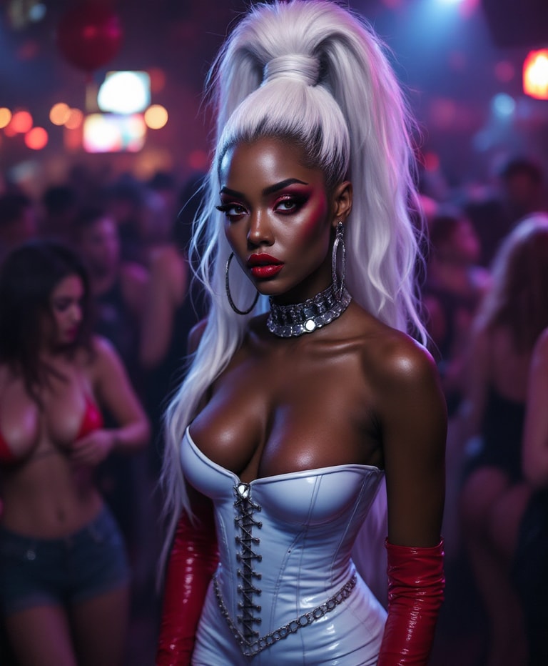 Neon Sovereign in White Corset