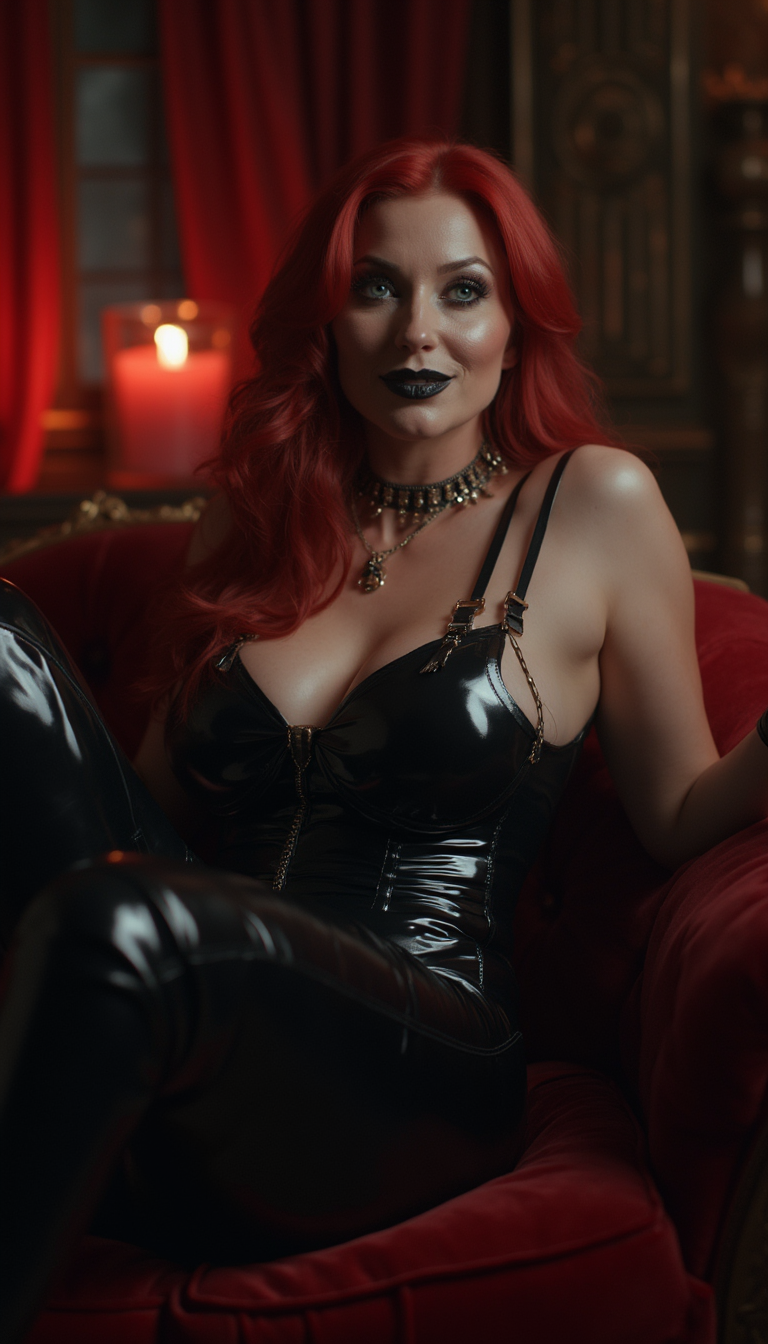 Crimson Siren in Glossy Latex