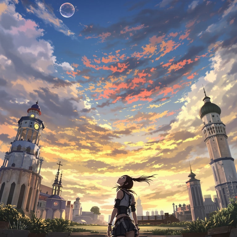 Tifa's Gaze Upon Midgar Skies