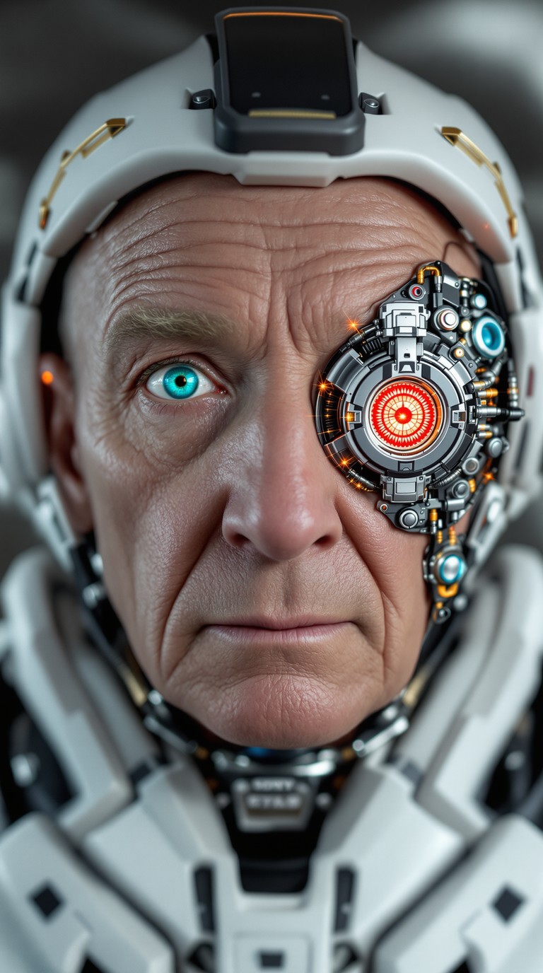 Elderly Cyborg's Crimson Optic