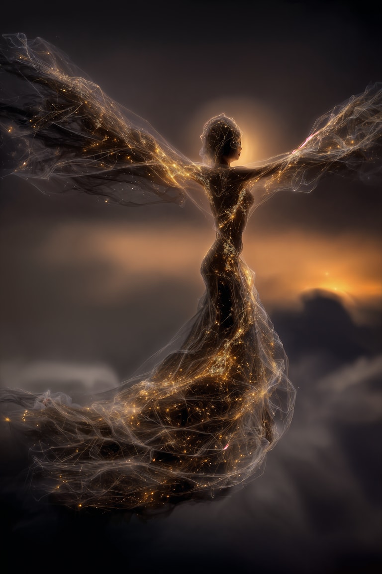 Luminous Spirit in Golden Twilight