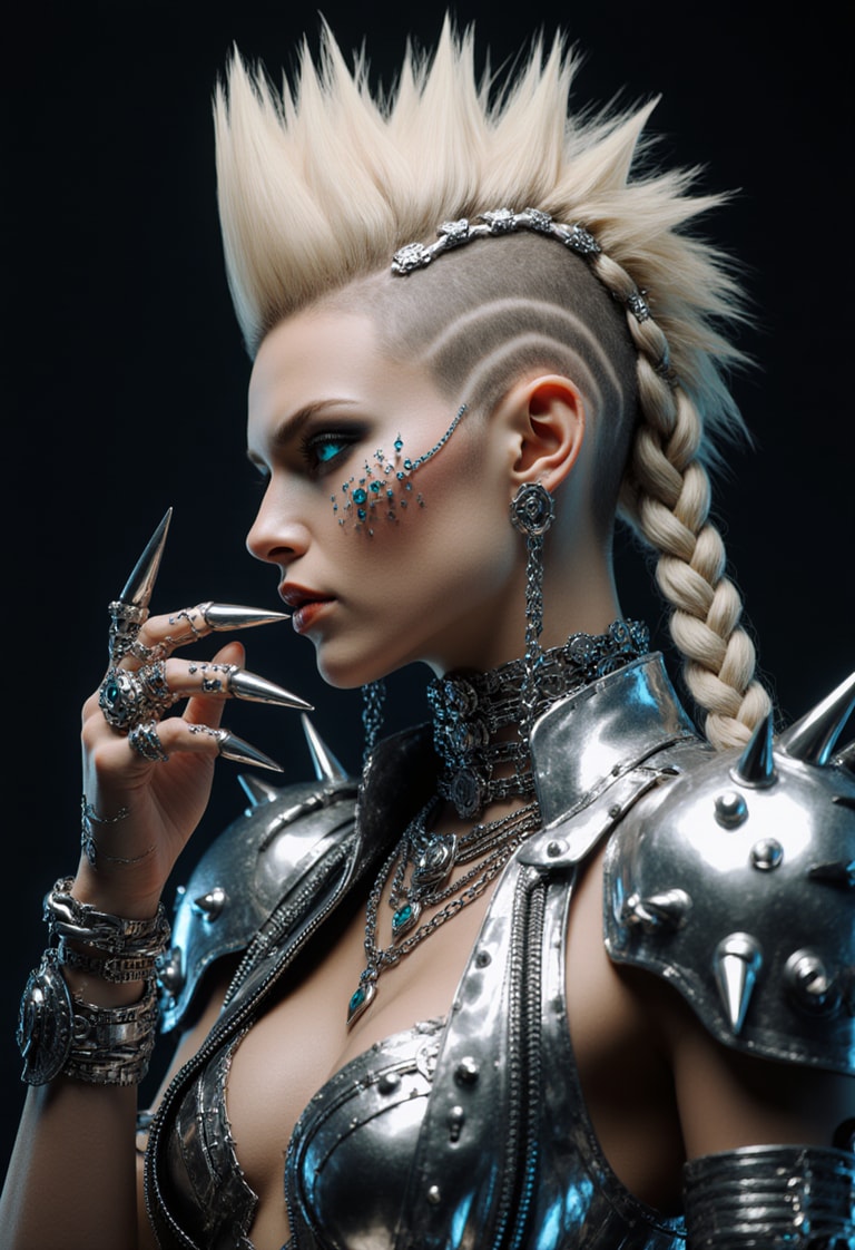Cyberpunk Mohawk Queen in Armor