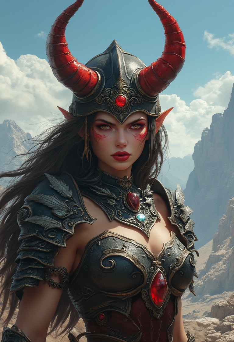 Red-Horned Demon Warrior Queen
