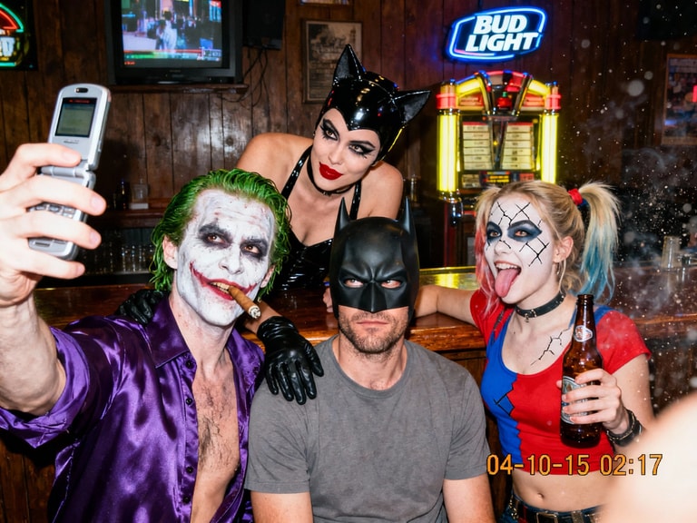 Joker's Flip-Phone Bar Selfie