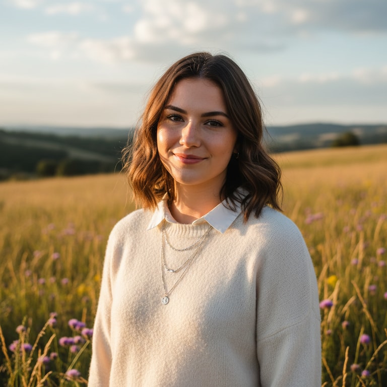 Woman in Golden Wildflower Light