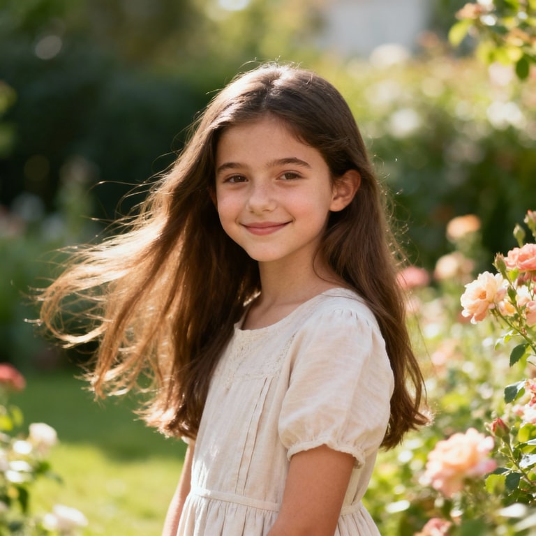 Windswept Smile in Rose Garden