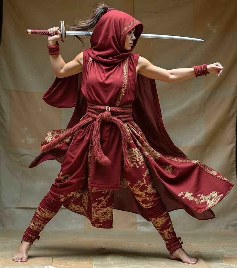 Crimson Hooded Swordswoman