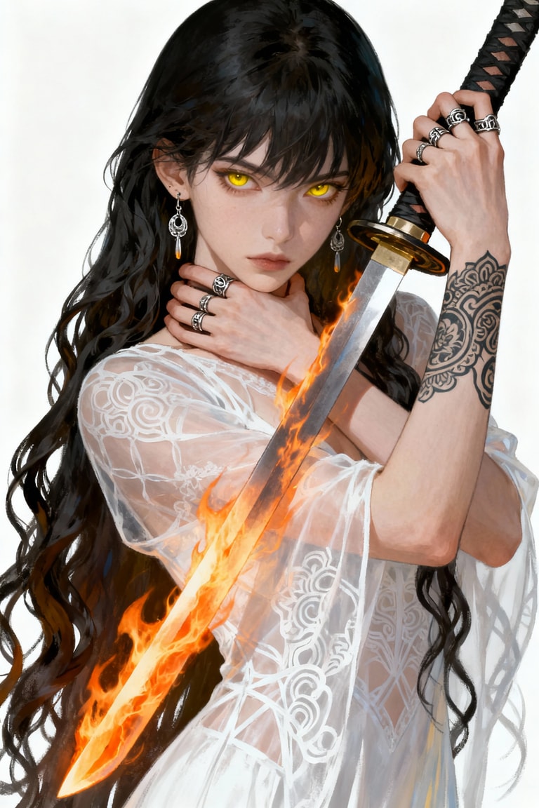 Flaming Katana's Piercing Gaze