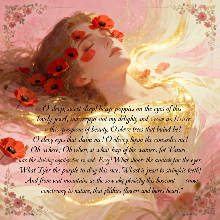 Poppy-Crowned Slumber in Gold