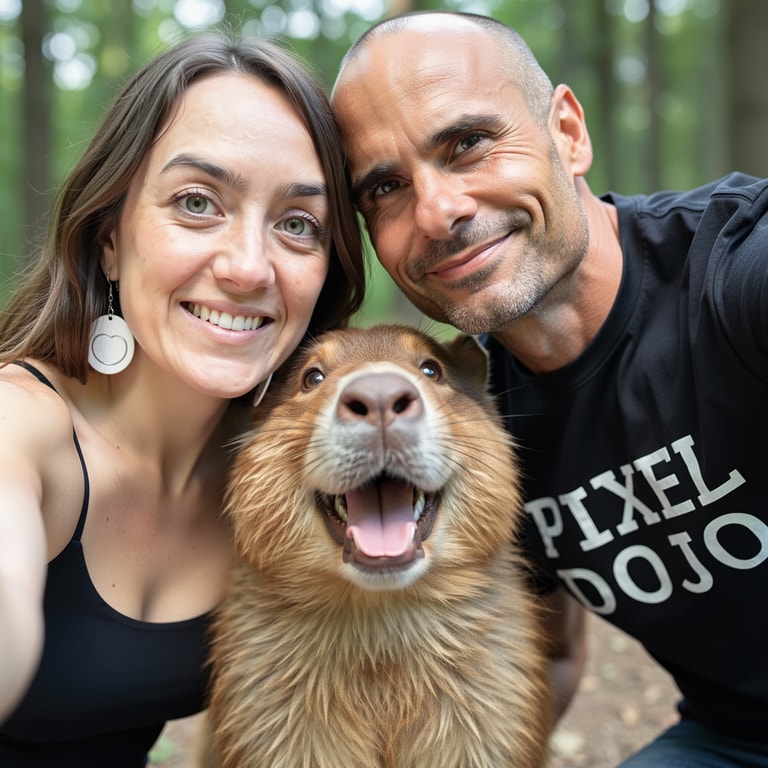 Joyful Forest Selfie with Companion