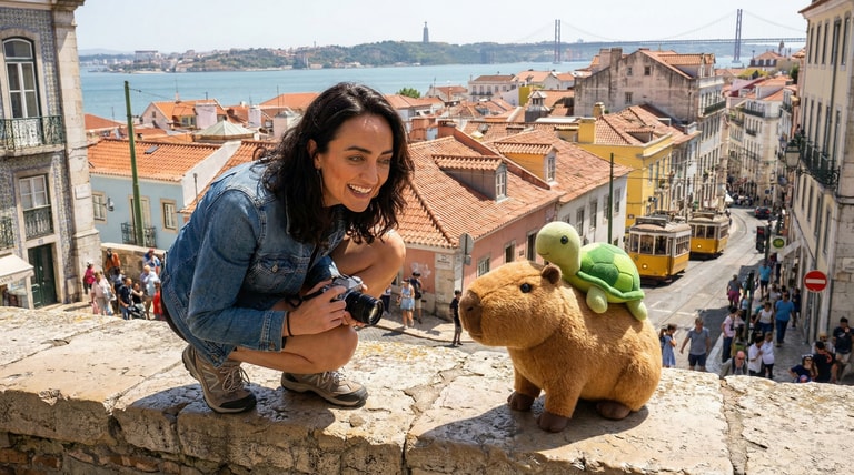 Capybara Companion Over Alfama
