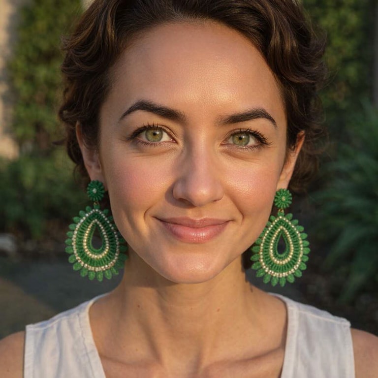 Emerald Earrings in Golden Light