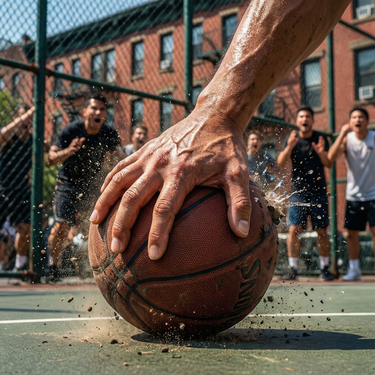 Sweat-Slicked Block on Asphalt