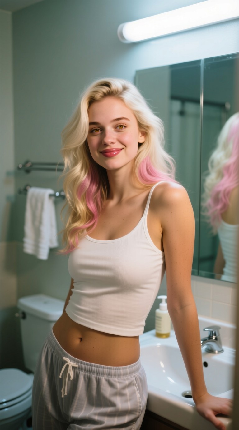 Pink-Tipped Blonde in Morning Light