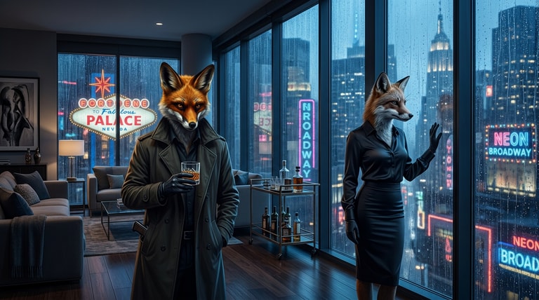 Neon Vigil in the Penthouse