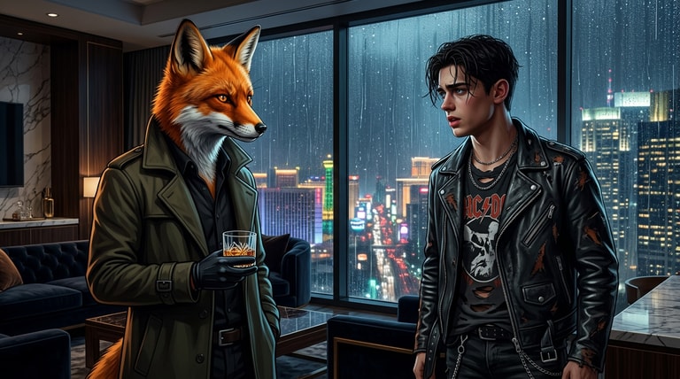 Nocturnal Confrontation in Neon Rain