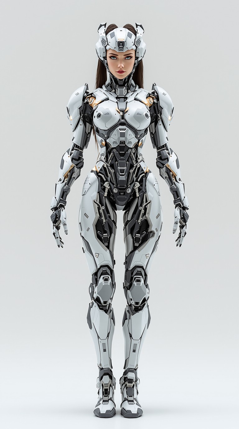 Pristine Cyborg in Articulated Armor