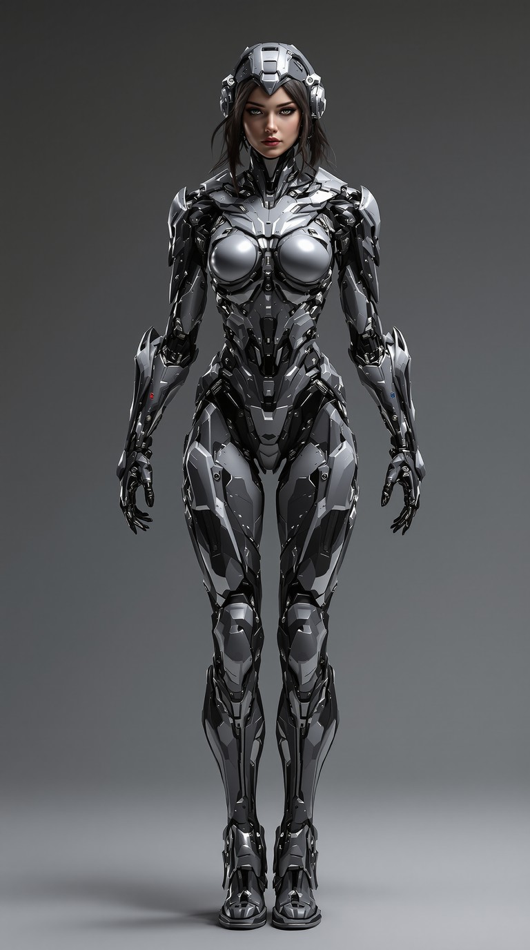 Armored Cyborg in Silver Silence
