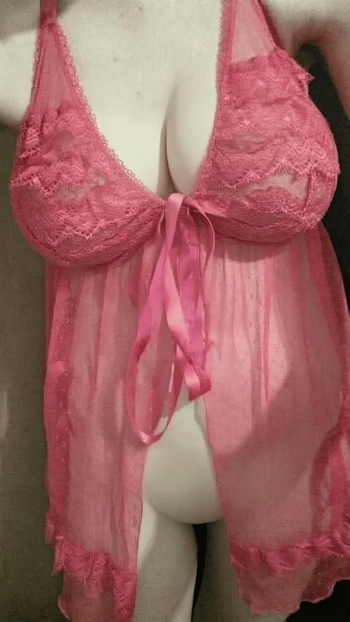 Sheer Pink Lace Babydoll Ensemble