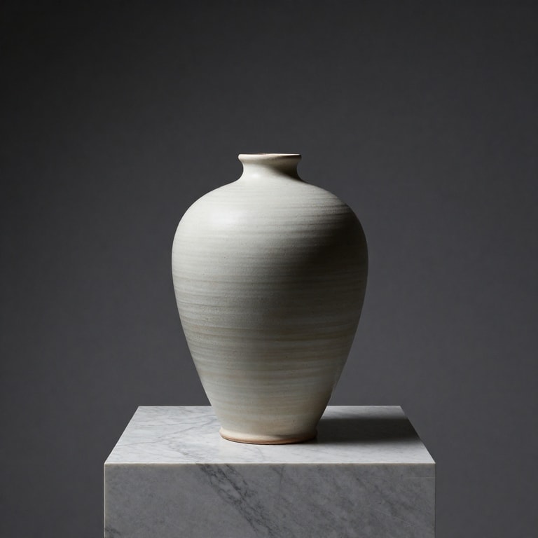 Pale Vessel on Marble Plinth