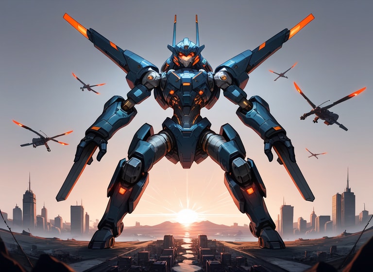 Titan Mech at Golden Dusk